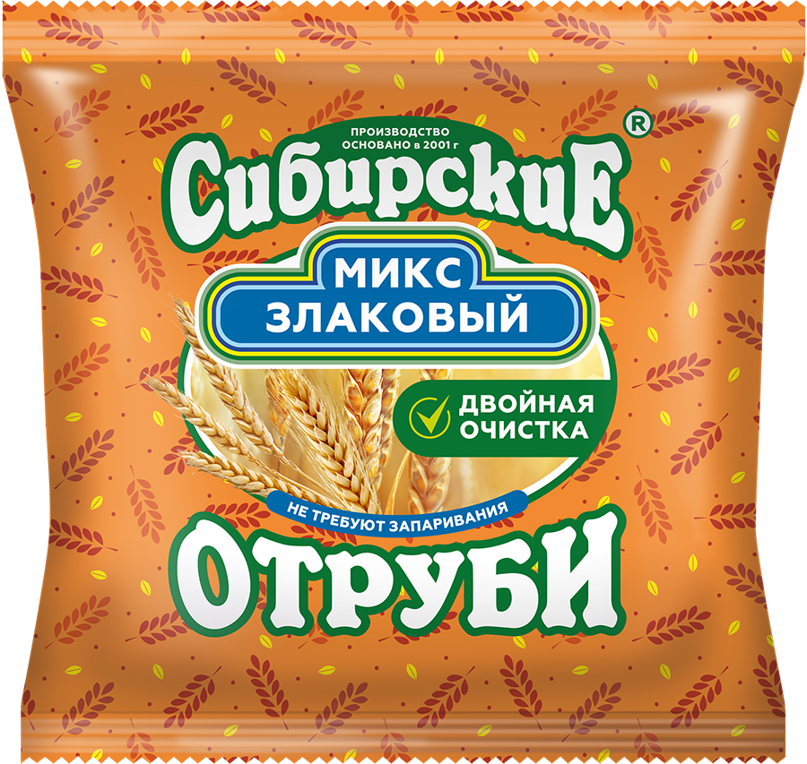 Отруби Сибирские Злаковый микс (пшеничные, ржаные), 180 г