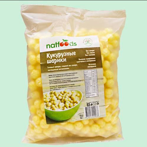 Готовый завтрак сладкие Кукурузные шарики без сахара Natfoods, 100 г