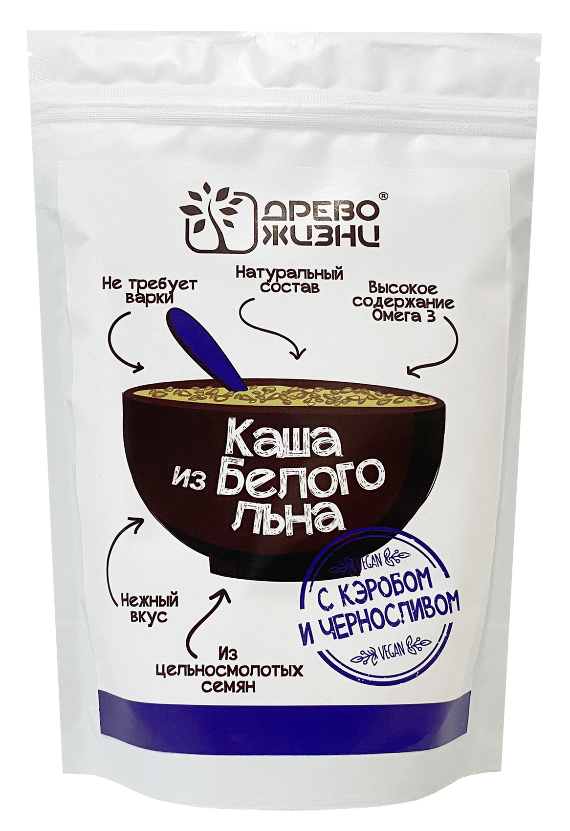 Каша из белого льна с черносливом и кэробом 250г