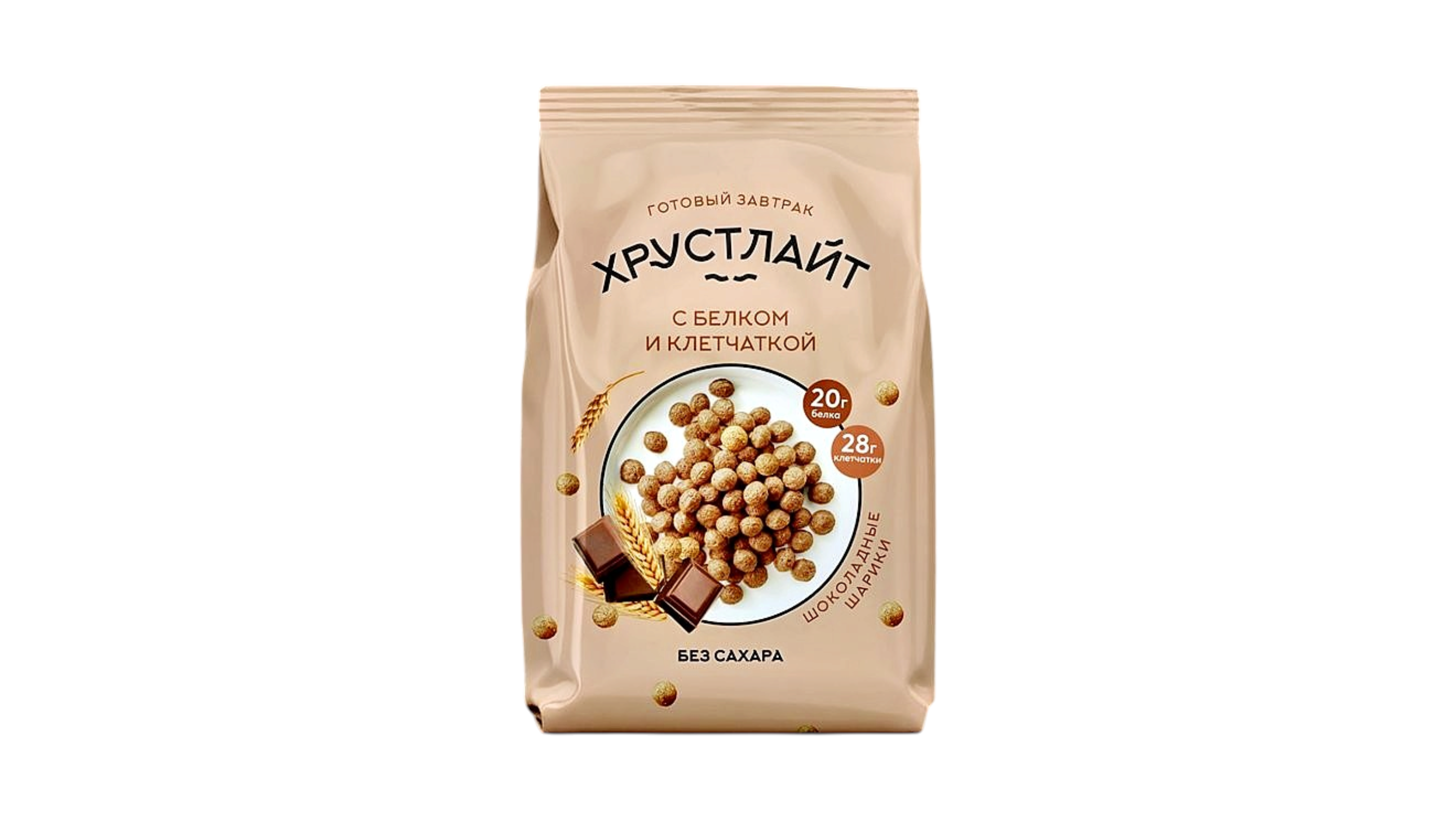 Завтрак "Хрустлайт" шоколадный  с белком и клетчаткой, Пакет 150 г