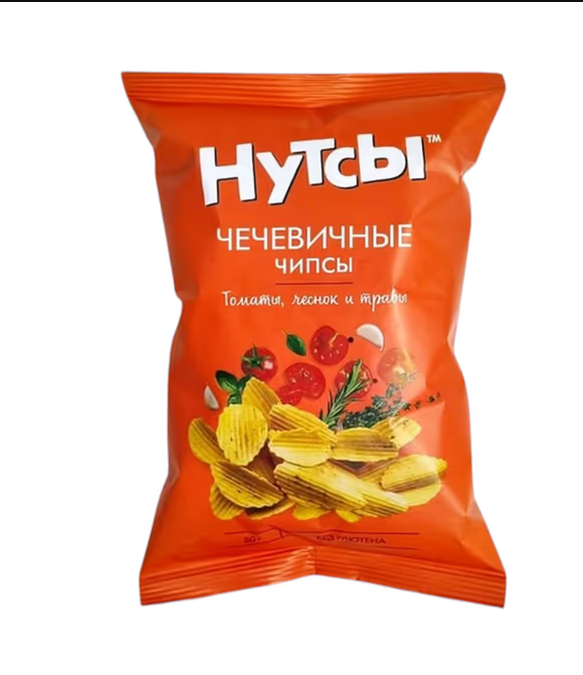 Чипсы чечевичные Томаты, чеснок и травы Нутсы, 50 г