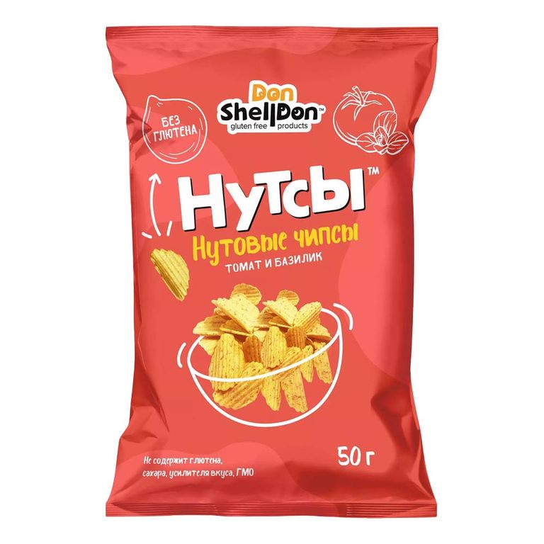 Чипсы нутовые Томат и базилик Нутсы, 50 г