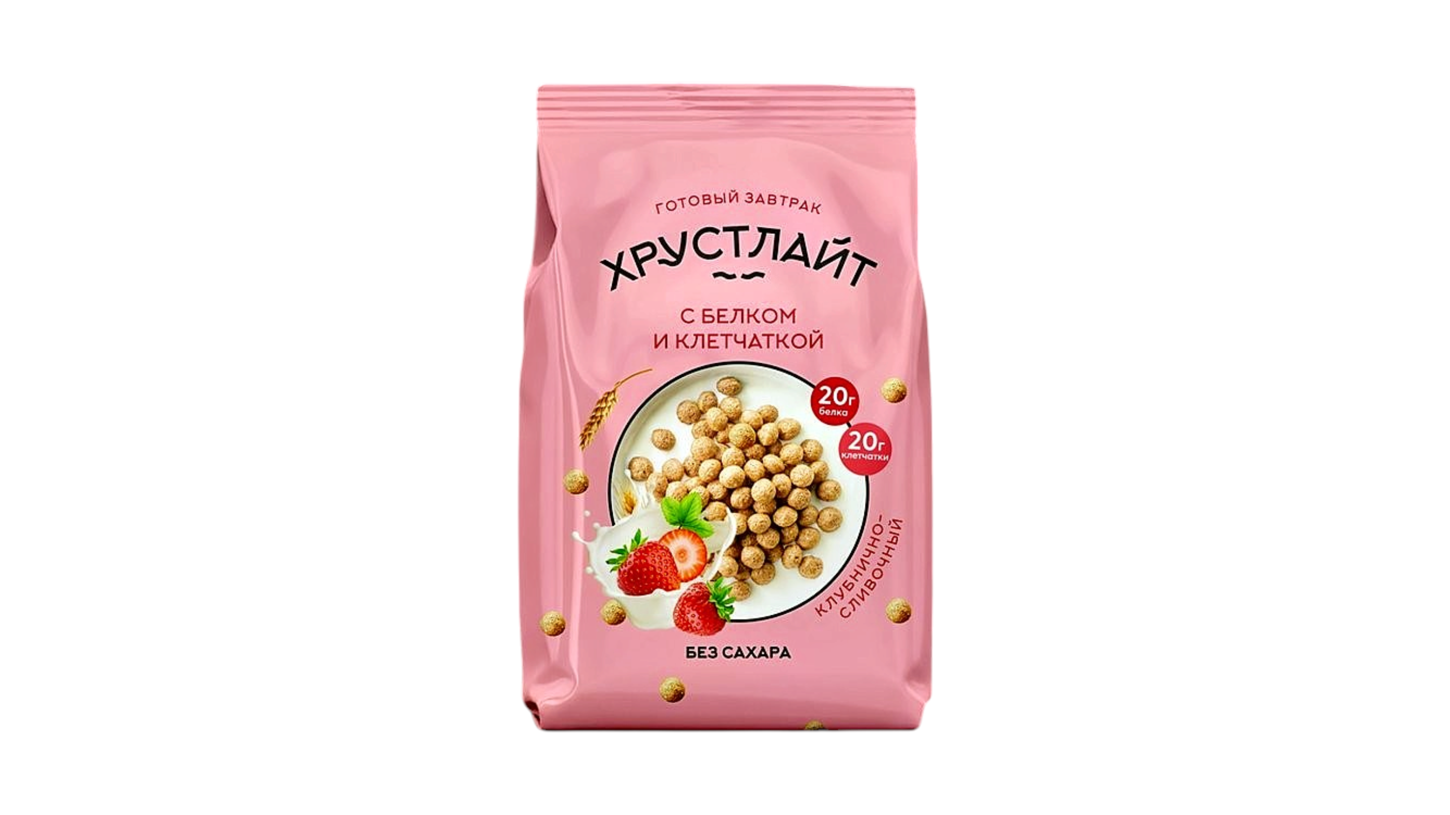 Завтрак "Хрустлайт" клубнично-сливочный" с белком и клетчаткой, Пакет 150 г