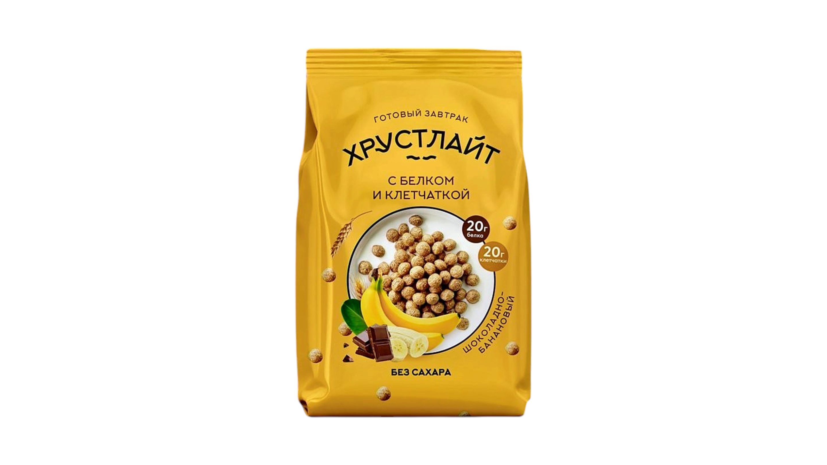 Завтрак "Хрустлайт" шоколадно-банановый" с белком и клетчаткой, Пакет 150г