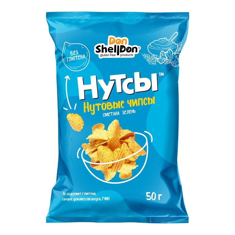 Чипсы нутовые Сметана и зелень Нутсы, 50 г
