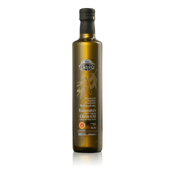 Масло оливковое нерафинированное первого холодного отжима высшего качества Extra Virgin olive oil Каламата Delphi 0,5л ст/б