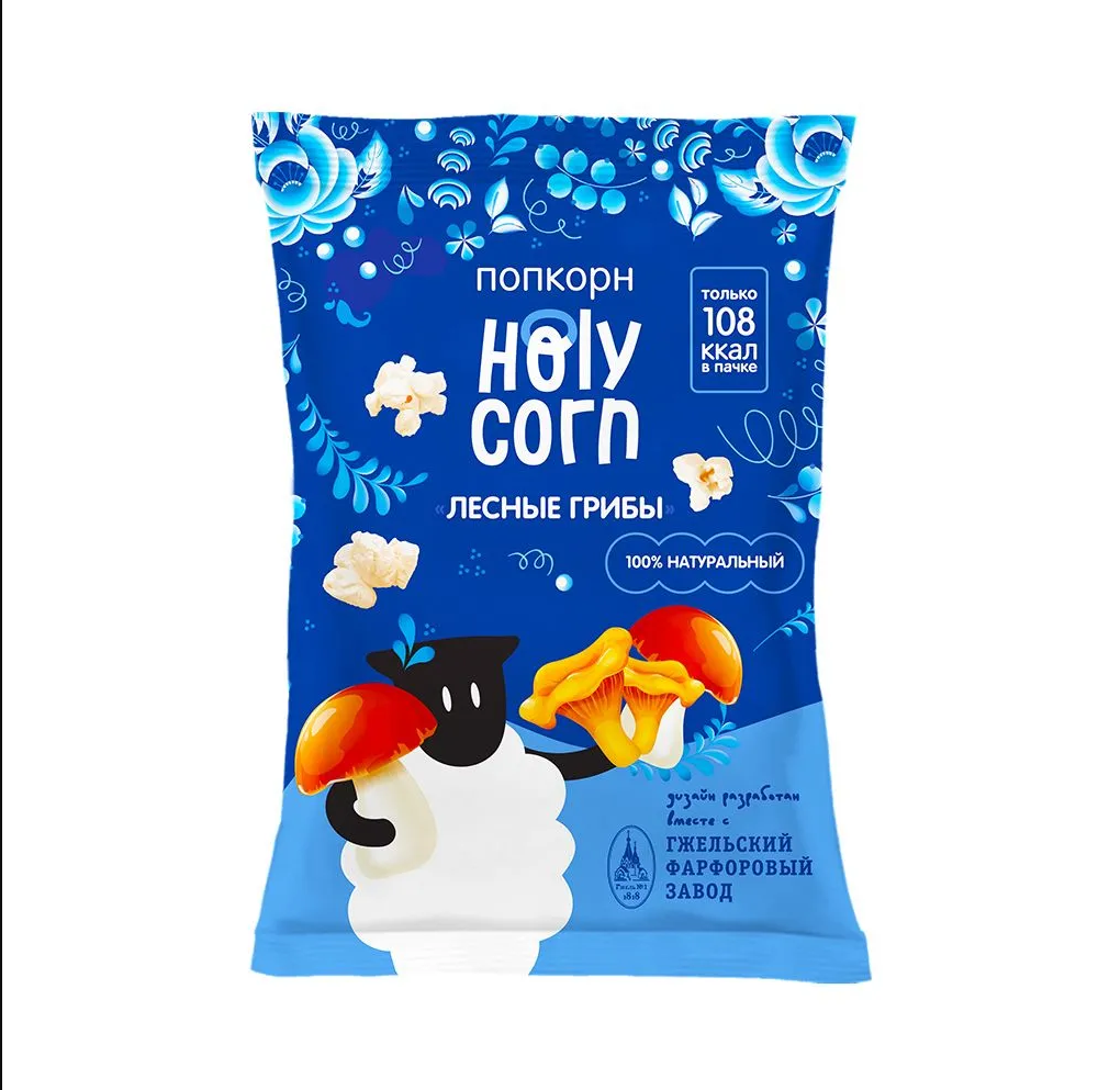 Кукуруза воздушная (попкорн) Грибы Holy Corn,  30 г.